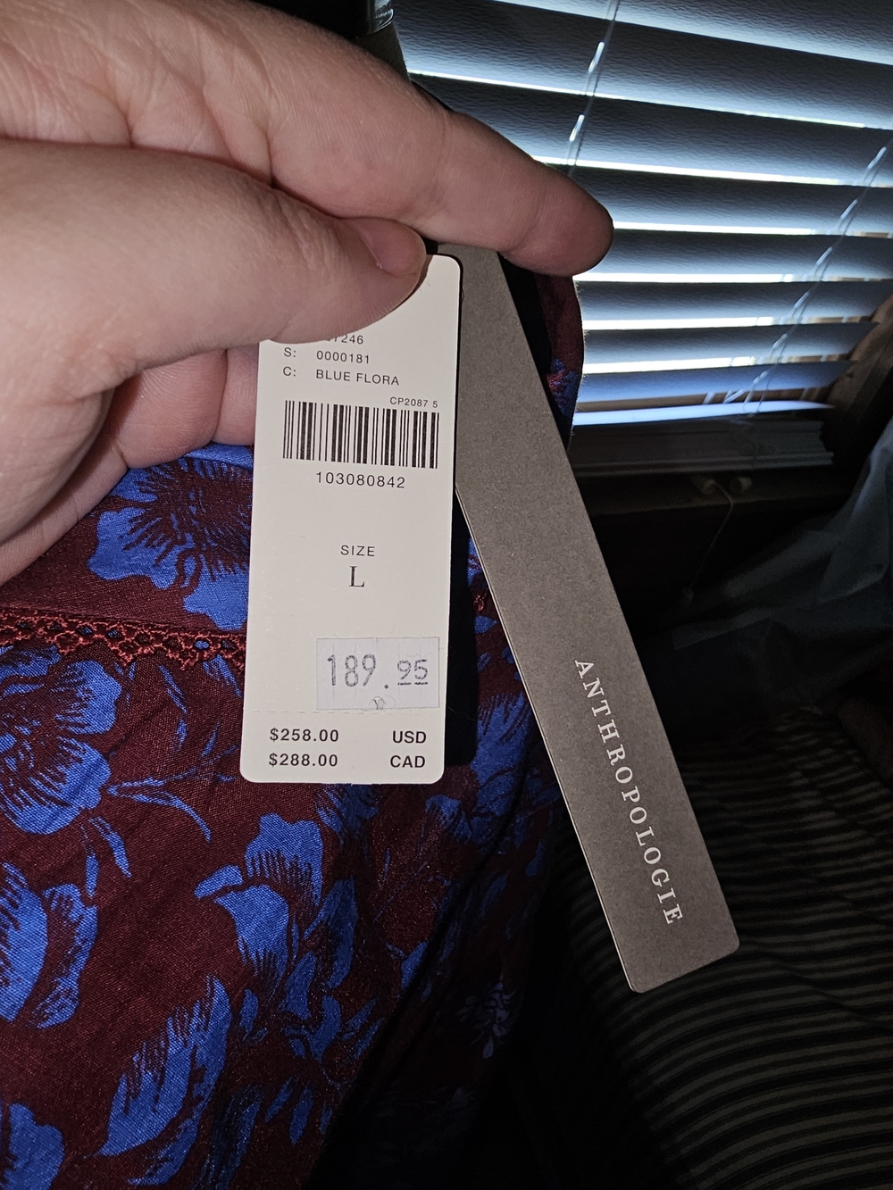 Anthropologie Blue Floral on Wine Button-Front Maxi Dress - Picture 5 of 5